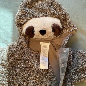 Pottery Barn Kids Furry Sloth Outfit in Brown and Cream